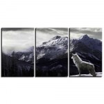Tableau loup blanc à la montagne