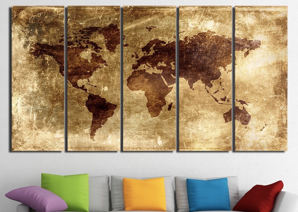 Tableau carte du monde ambré