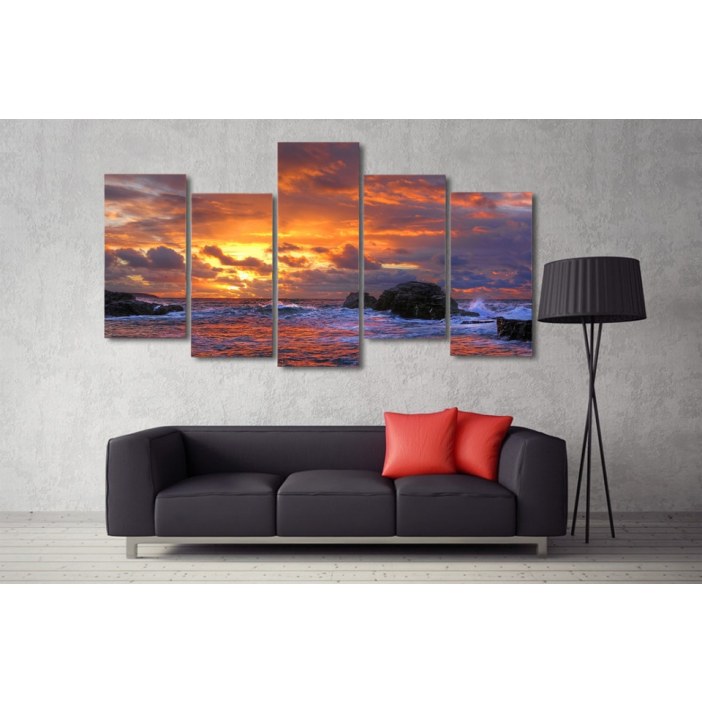 Tableau couché de soleil sur l’océan Tableau Mer Tableau Nature format: Horizontal