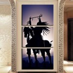 Tableau ombre d’Amérindien à cheval Tableau Amérindien Tableau Monde