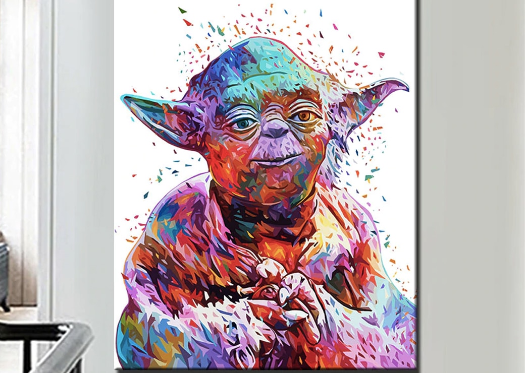 Tableau Maître Yoda pop fond blanc