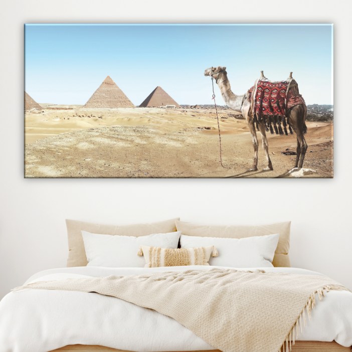 Quadro camelo e pirâmides
