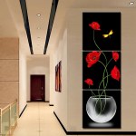 Tableau fleurs rouges vase