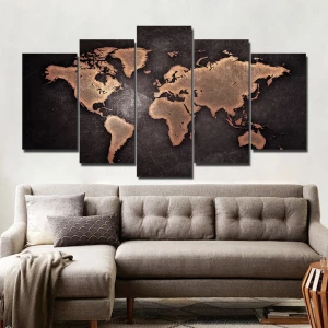 Tableau carte du monde noir et rouge
