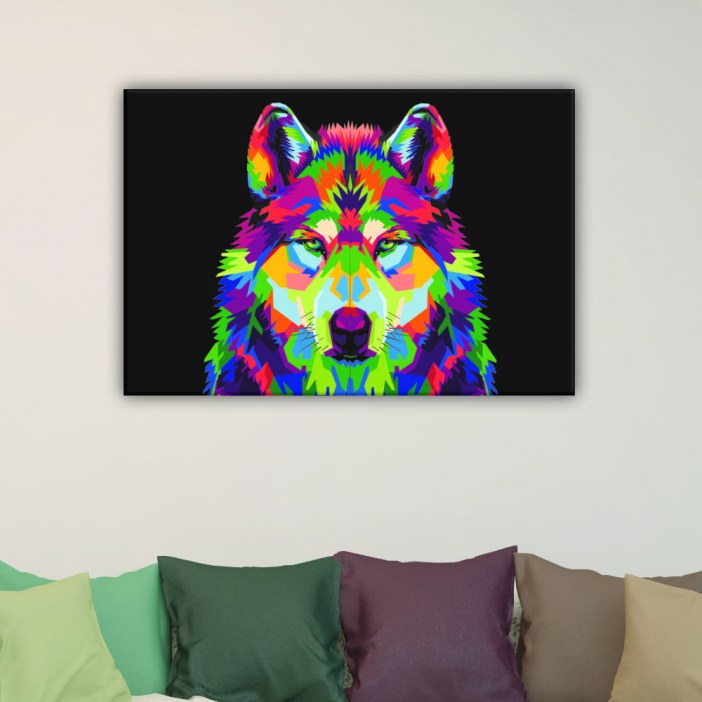 Quadro lobo multicolorido