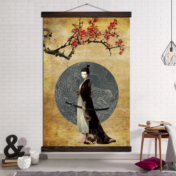 Tableau geisha sous un cerisier Tableau geisha sous un cerisier Tableau Japonais Tableau Monde