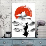 Tableau samouraï au pied de la montagne Tableau Japonais Tableau Monde