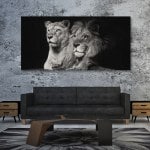 Tableau lion et lionne noir et blanc Tableau Animaux Tableau Lion