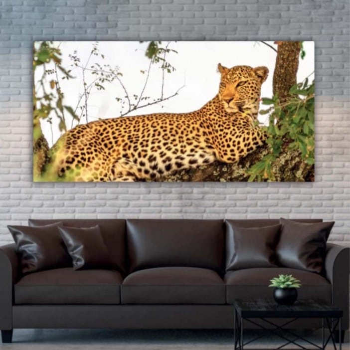 Quadro Leopardo sobre uma árvore
