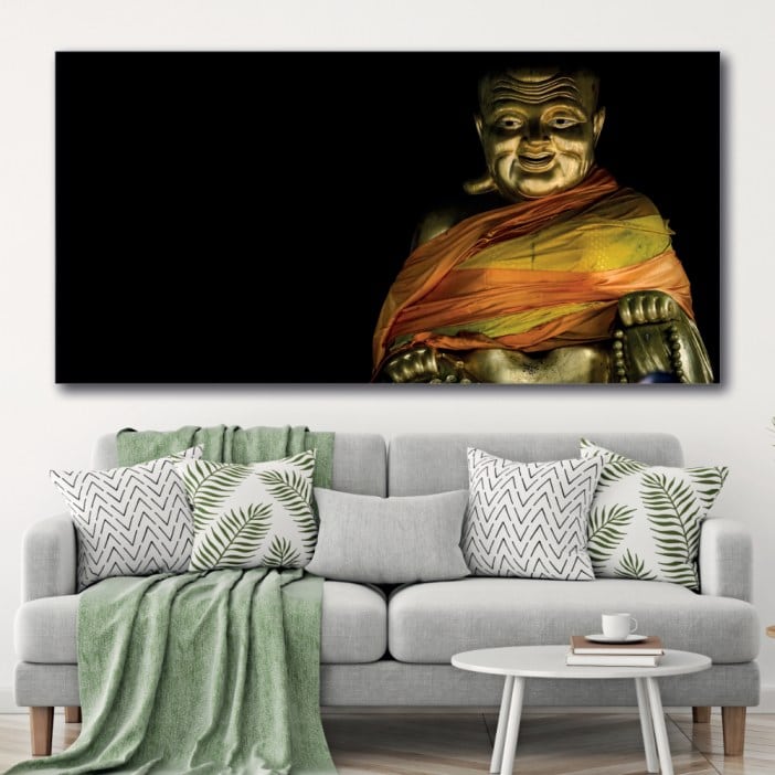 Tableau Bouddha d’or sur un fond noir Tableau Bouddha Tableau Zen