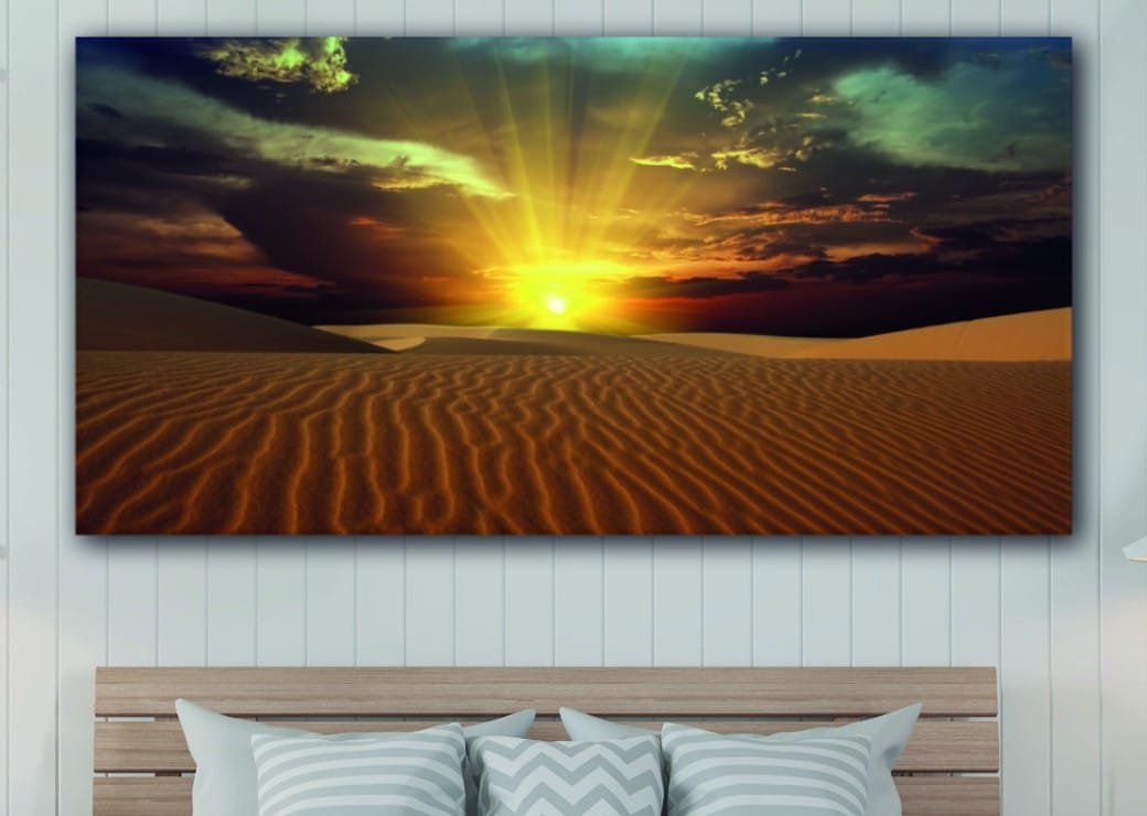 Tableau coucher de soleil dasn le désert Tabloide