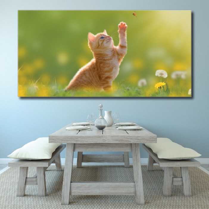 Tableau Chat chassant les papillons Tableau Animaux Tableau Chat