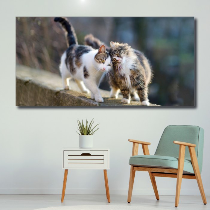 Tableau Deux chats qui se caressent Tableau Animaux Tableau Chat