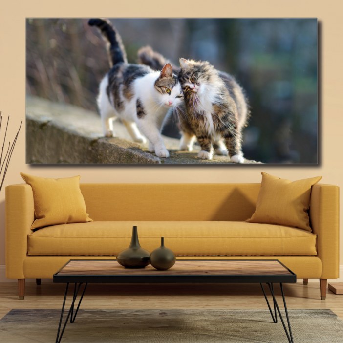 Tableau Deux chats qui se caressent Tableau Animaux Tableau Chat