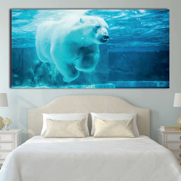 Tableau Ours polaire nageant Tableau Animaux Tableau Ours