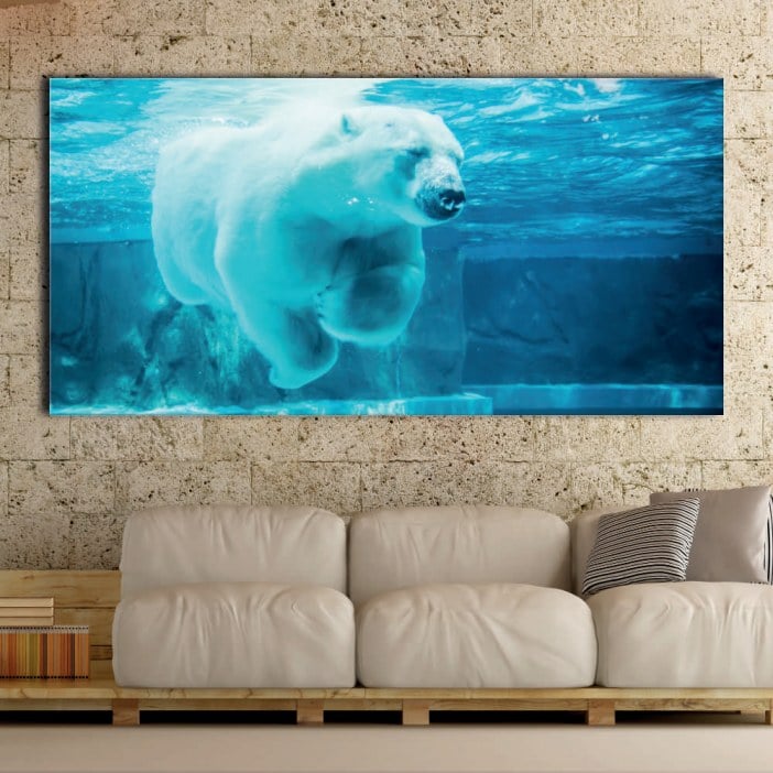 Tableau Ours polaire nageant Tableau Animaux Tableau Ours