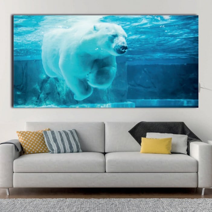 Tableau Ours polaire nageant Tableau Animaux Tableau Ours