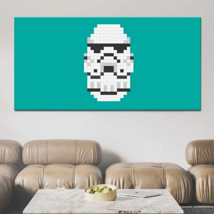 Quadro Stormtrooper capacete em pixel art