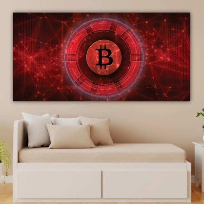 Quadro bitcoin vermelho