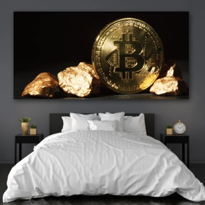Quadro bitcoin e ouro