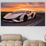 Tableau Lamborghini Sian au coucher du soleil