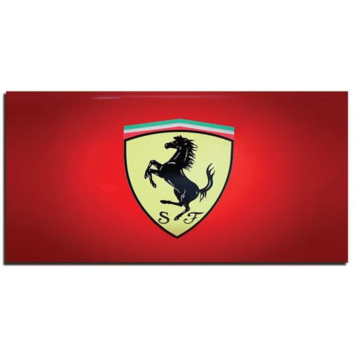 Tableau Logo Ferrari sur fond rouge