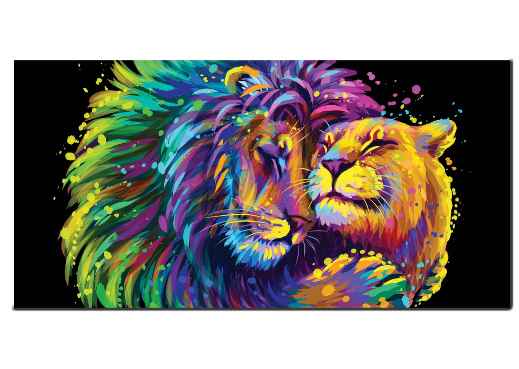 Tableau Lion et Lionne pop art