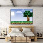 Tableau minecraft arbre avec soleil Tableau Pop Art Tableau Geek Tableau Minecraft taille: XS|S|M|L|XL|XXL