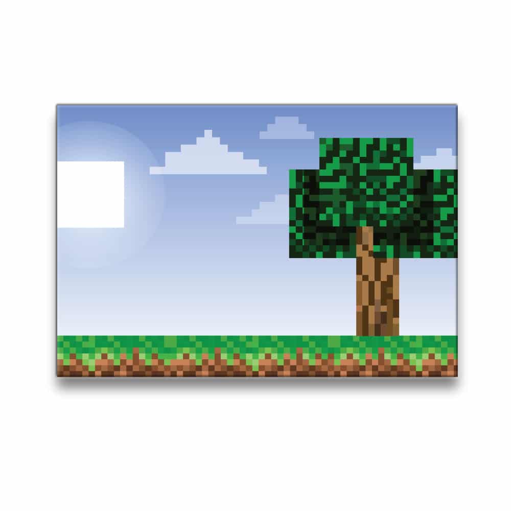 Tableau minecraft arbre avec soleil Tableau Pop Art Tableau Geek Tableau Minecraft taille: XS|S|M|L|XL|XXL