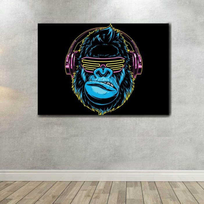 Quadro macaco pop art a ouvir música