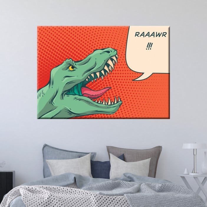 tableau du t-rex dans une chambre