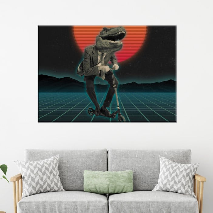 Quadro colagem arte contemporânea dinossauro