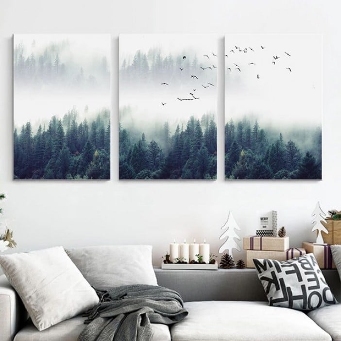 Quadro escandinavo paisagem florestal