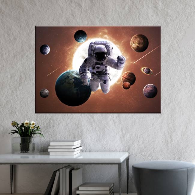 Quadro astronauta no sistema solar