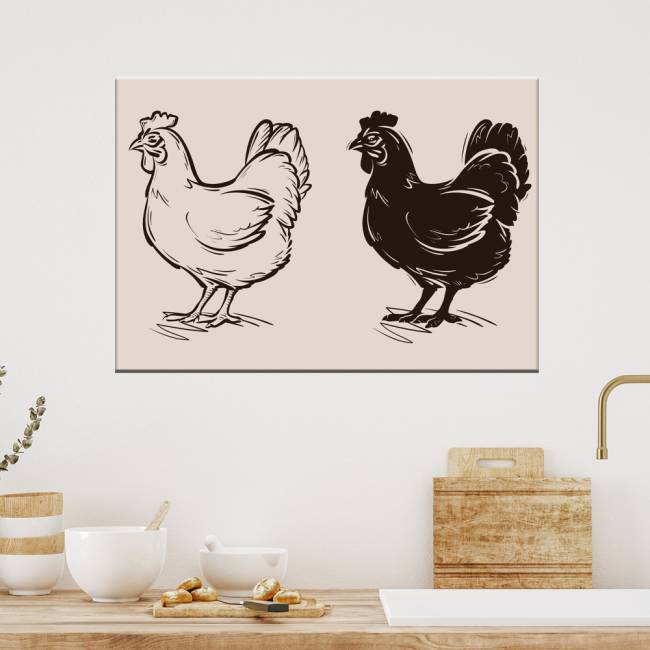 Quadro desenho de galinhas
