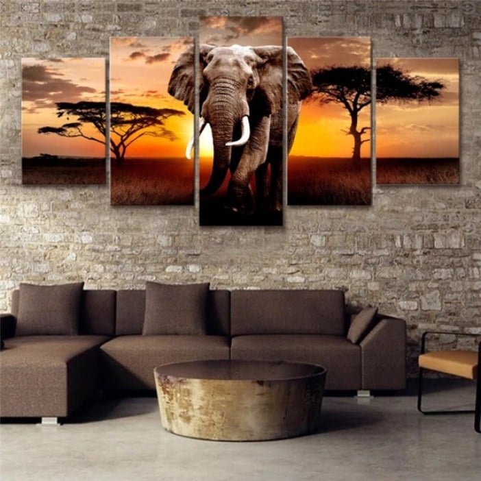 Quadro Elefante africano ao pôr-do-sol