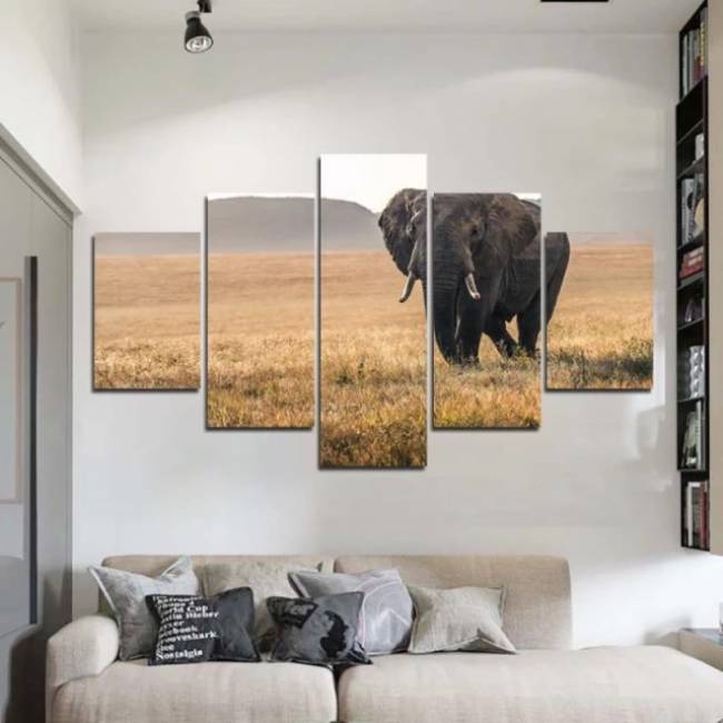 Quadro elefante africano sozinho na savana