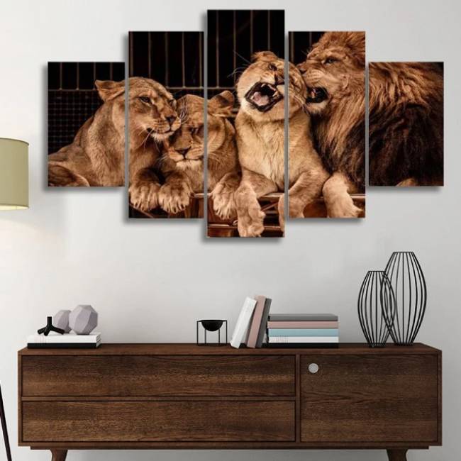 Quadro africano família de leão