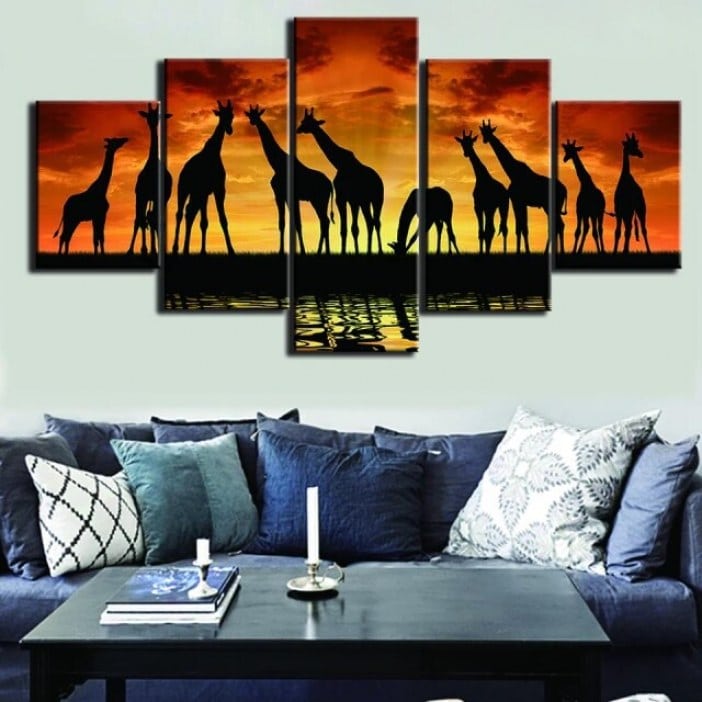 Quadro girafas africanas na savana