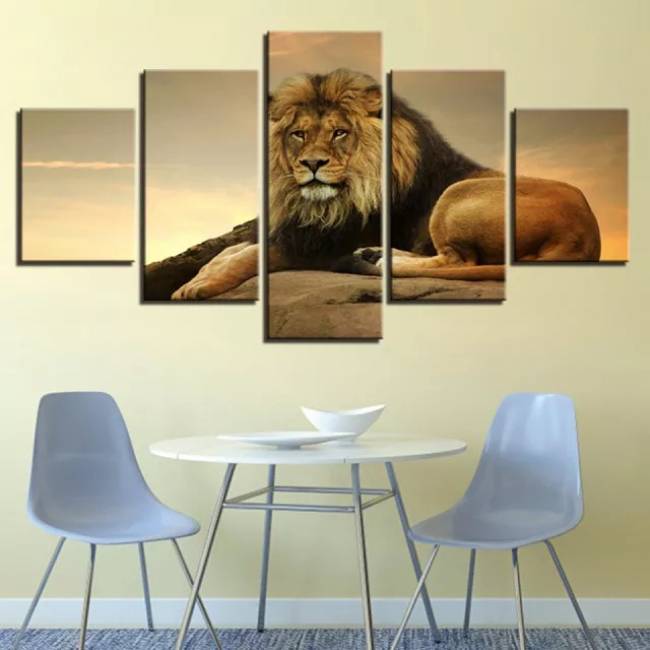 Quadro leão africano em alerta - Impressão em tela