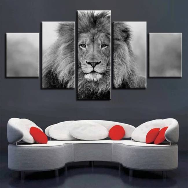 Quadro retrato de leão africano