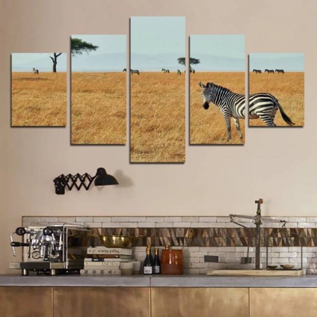 Quadro zebras africanas na savana seca