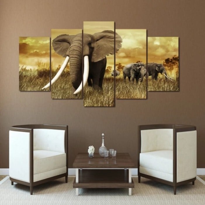 Quadro africano Elefantes e mamutes